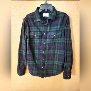 Old Navy Green Plaid Flannel Shirt Size S